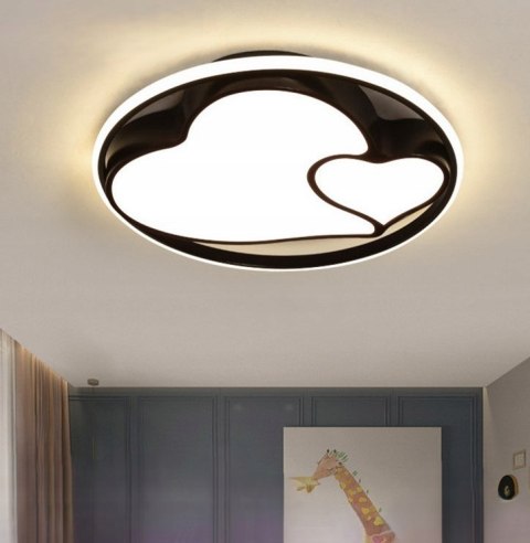 Lampa LED Sufitowa Czarna 50x50cm z Motywem Serc, Regulacją 3 Barwy Światła Lampa LED Sufitowa Czarna 50x50cm z Motywem Serc, Regulacją 3 Barwy Światła