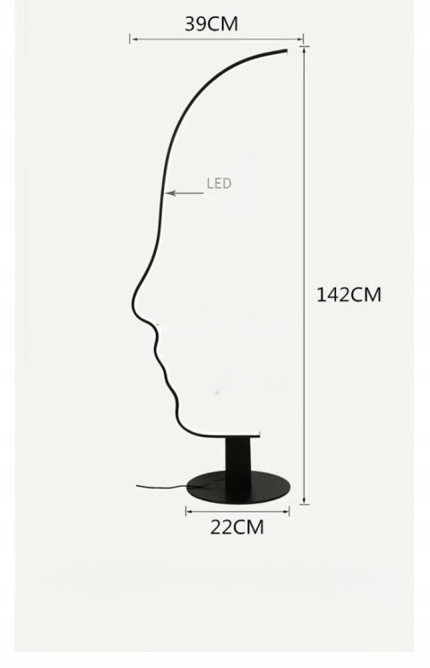 Lampa podłogowa LED kształt - twarz białe ciepłe światło, monochromatyczna Lampa podłogowa LED kształt - twarz białe ciepłe światło, monochromatyczna