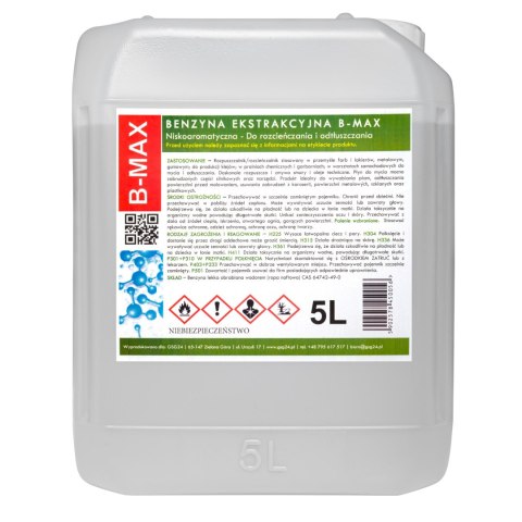 Benzyna ekstrakcyjna bezwonna B-MAX 5L Benzyna ekstrakcyjna bezwonna B-MAX 5L