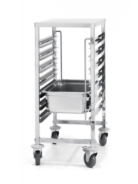 Wózek do transportu pojemników 7 x GN 1/1 z blatem roboczym - Hendi 810668 Wózek do transportu pojemników 7 x GN 1/1 z blatem roboczym - Hendi 810668