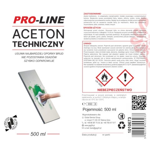Aceton techniczny 100% w sprayu PRO-LINE spray 500ml Aceton techniczny 100% w sprayu PRO-LINE spray 500ml