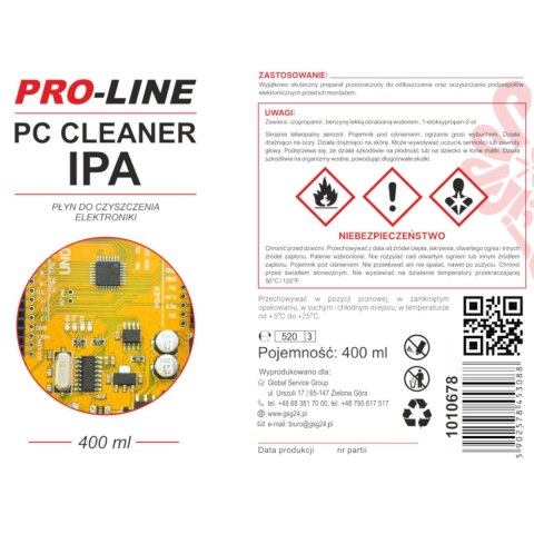 PC CLEANER IPA płyn do czyszczenia elektroniki PRO-LINE spray 400ml PC CLEANER IPA płyn do czyszczenia elektroniki PRO-LINE spray 400ml