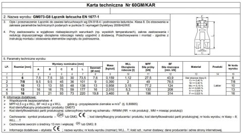 ŁĄCZNIK ŁAŃCUCHA GM073-G8 10 UN ŁĄCZNIK ŁAŃCUCHA GM073-G8 10 UN