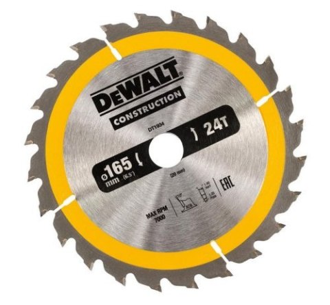 PIŁA TARCZOWA DO DREWNA 165/20MM, 24 ZĘBY DEWALT PIŁA TARCZOWA DO DREWNA 165/20MM, 24 ZĘBY DEWALT