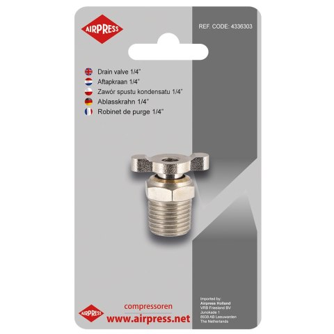 ZAWÓR SPUSTU KONDENSATU 1/4' BLISTER (SPR. 24L) AIRPRESS ZAWÓR SPUSTU KONDENSATU 1/4' BLISTER (SPR. 24L) AIRPRESS