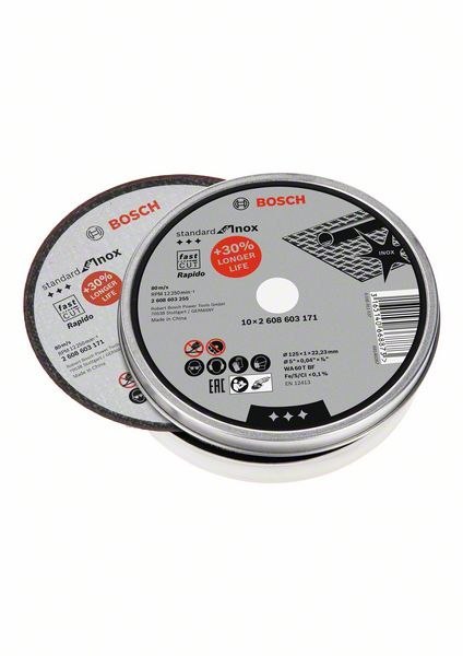 TARCZA TNĄCA 125*22,2*1 M INOX-RAPIDO 10PC BOSCH TARCZA TNĄCA 125*22,2*1 M INOX-RAPIDO 10PC BOSCH