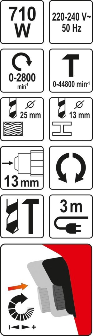 WIERTARKA UDAROWA 710W YATO WIERTARKA UDAROWA 710W YATO
