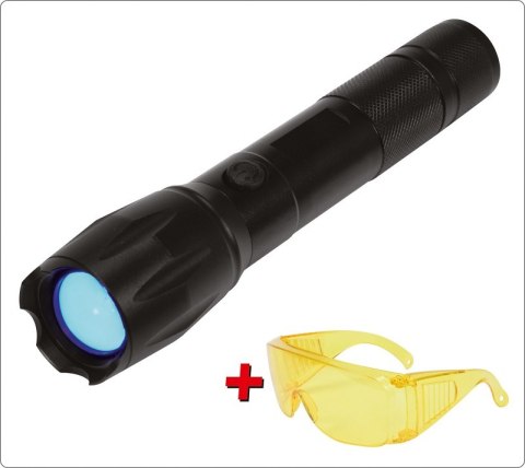 ZESTAW LATARKA UV AKUMULATOROWA 1W + OKULARY YATO