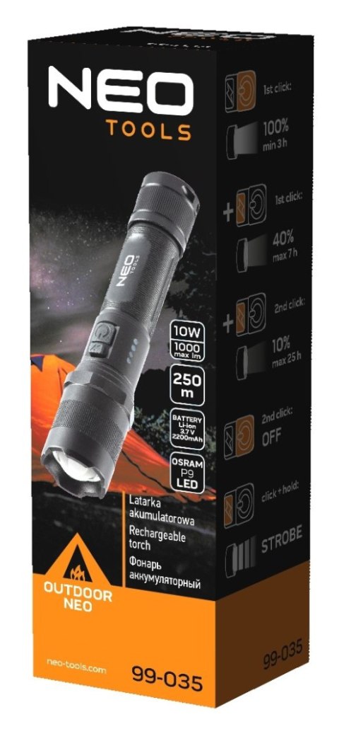 LATARKA AKUMULATORAWA USB 1000 LM OSRAM P9 LED NEO LATARKA AKUMULATORAWA USB 1000 LM OSRAM P9 LED NEO