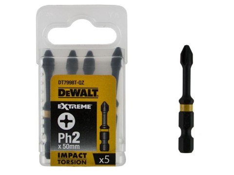 KOŃCÓWKI WKRĘTAKOWE UDAROWE PH2*50 TORSION 5SZT DEWALT KOŃCÓWKI WKRĘTAKOWE UDAROWE PH2*50 TORSION 5SZT DEWALT
