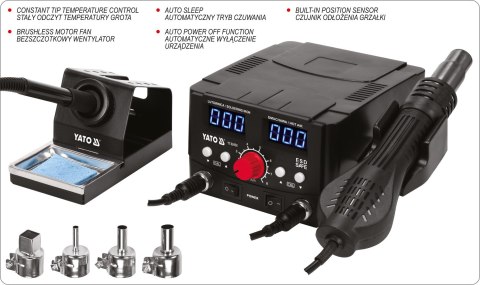 STACJA LUTOWNICZA CYFROWA 75W, HOT AIR, WYŚWIETLACZ YATO STACJA LUTOWNICZA CYFROWA 75W, HOT AIR, WYŚWIETLACZ YATO