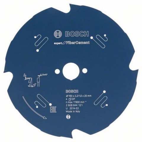 TARCZA PILARSKA EXPERT FOR CEMENT 160*20*2.2MM 4T BOSCH TARCZA PILARSKA EXPERT FOR CEMENT 160*20*2.2MM 4T BOSCH