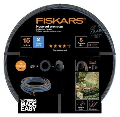 UCHWYT NAŚCIENNY Z WĘŻEM 13MM 1/2'' 15M Q4 FISKARS UCHWYT NAŚCIENNY Z WĘŻEM 13MM 1/2'' 15M Q4 FISKARS