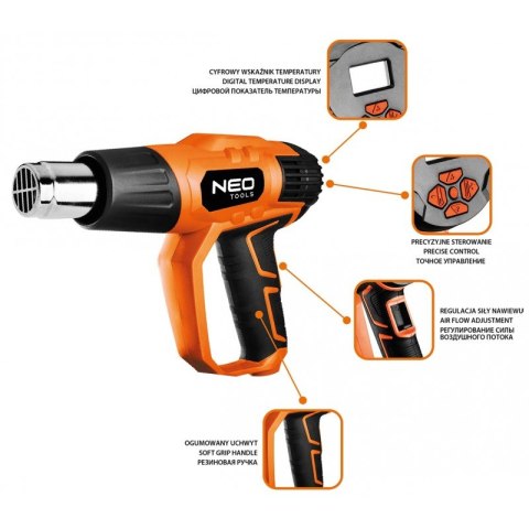 OPALARKA 2000W,ZAKRES TEM. 50-600OC,2 BIEGI, WALIZKA NEO OPALARKA 2000W,ZAKRES TEM. 50-600OC,2 BIEGI, WALIZKA NEO