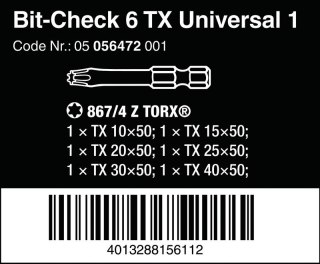 ZESTAW BIT-CHECK 6 TX UNIVERSAL 1, 6CZ. WERA
