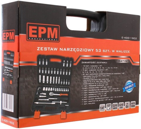 ZESTAW NARZEDZIOWY 1/4'' 52 SZTUKI EPM ZESTAW NARZEDZIOWY 1/4'' 52 SZTUKI EPM