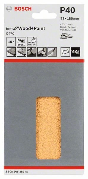 ARKUSZE ŚCIERNE 93*185MM G40 10PC BOSCH ARKUSZE ŚCIERNE 93*185MM G40 10PC BOSCH