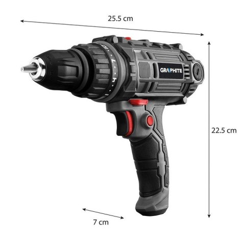 WIERTARKO-WKRĘTARKA 300W, UCHWYT SAMOZACISKOWY 10MM, WALIZKA GRAPHITE WIERTARKO-WKRĘTARKA 300W, UCHWYT SAMOZACISKOWY 10MM, WALIZKA GRAPHITE