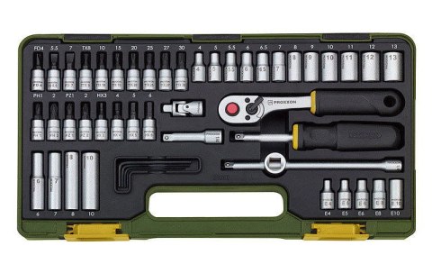 ZESTAW KLUCZY NASADOWYCH 1/4''Z GRZECHOTKĄ 50CZ. PROXXON ZESTAW KLUCZY NASADOWYCH 1/4''Z GRZECHOTKĄ 50CZ. PROXXON