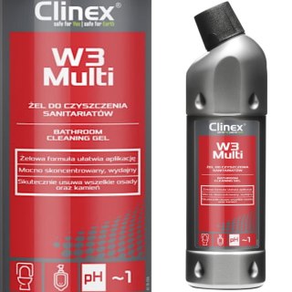 Doskonały żel do mycia łazienek urządzeń sanitarnych fug CLINEX W3 Multi 1L