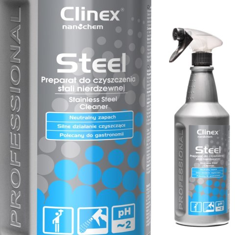 Płyn do mycia mebli i urządzeń ze stali nierdzewnej CLINEX Gastro Steel 1L Płyn do mycia mebli i urządzeń ze stali nierdzewnej CLINEX Gastro Steel 1L