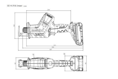 PIŁA SZABLASTA AKUMULATOROWA SSE 18 LTX BL COMPACT METABO PIŁA SZABLASTA AKUMULATOROWA SSE 18 LTX BL COMPACT METABO