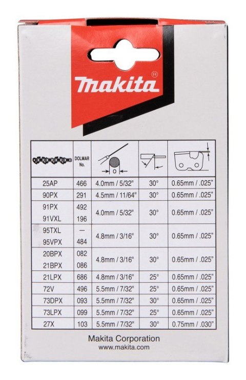 ŁAŃCUCH TNĄCY 25CM PODZIAŁKA 3/8'' SZER. ROWKA 1.1MM DUC254 MAKITA ŁAŃCUCH TNĄCY 25CM PODZIAŁKA 3/8'' SZER. ROWKA 1.1MM DUC254 MAKITA