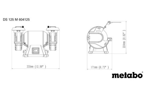 SZLIFIERKA STOŁOWA PODWÓJNA 200W DS 125 M METABO SZLIFIERKA STOŁOWA PODWÓJNA 200W DS 125 M METABO