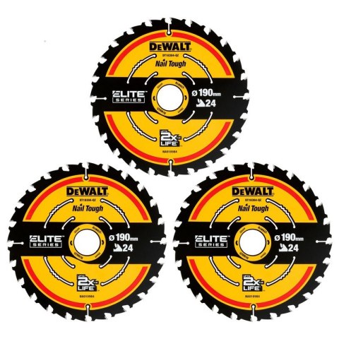 PIŁA TARCZOWA DO DREWNA ELITE 190*30MM 24 ZĘBY 3-PAK DEWALT PIŁA TARCZOWA DO DREWNA ELITE 190*30MM 24 ZĘBY 3-PAK DEWALT