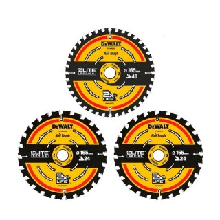 PIŁA TARCZOWA DO DREWNA ELITE 2*165MM 24Z + 165MM 40Z 3-PAK DEWALT
