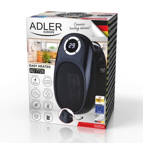 TERMOWENTYLATOR GNIAZDKOWY CZARNY AD 7726 ADLER