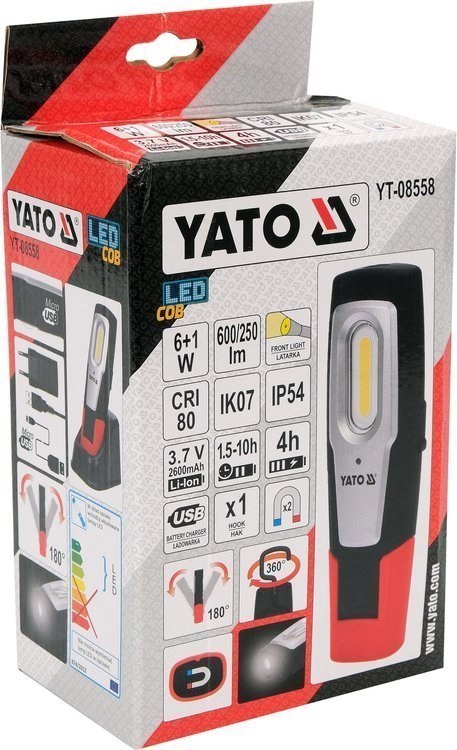 LAMPA WARSZTATOWA 6W COB, 600LM + 250LM YATO LAMPA WARSZTATOWA 6W COB, 600LM + 250LM YATO