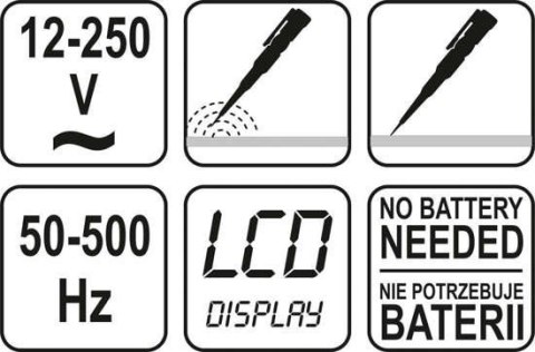 PRÓBNIK NAPIĘCIA 12-250V LCD YATO PRÓBNIK NAPIĘCIA 12-250V LCD YATO