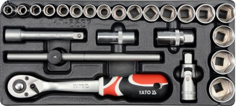 WKŁAD DO SZUFLADY ZESTAW NASADEK 1/2'' 24 CZĘŚCI YATO WKŁAD DO SZUFLADY ZESTAW NASADEK 1/2'' 24 CZĘŚCI YATO