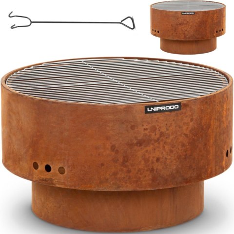 Palenisko ogrodowe z rusztem i pogrzebaczem 60 x 60 x 34.5 cm - efekt rdzy Palenisko ogrodowe z rusztem i pogrzebaczem 60 x 60 x 34.5 cm - efekt rdzy