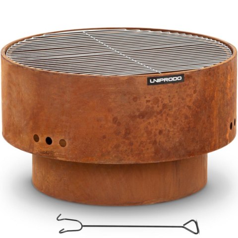 Palenisko ogrodowe z rusztem i pogrzebaczem 60 x 60 x 34.5 cm - efekt rdzy Palenisko ogrodowe z rusztem i pogrzebaczem 60 x 60 x 34.5 cm - efekt rdzy