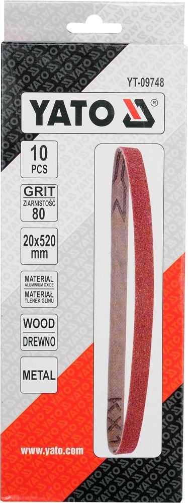 TAŚMA ŚCIERNA BEZKOŃCOWA 10SZT P80 20*520MM YATO TAŚMA ŚCIERNA BEZKOŃCOWA 10SZT P80 20*520MM YATO
