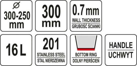 WIADRO / POJEMNIK ZE STALI NIERDZEWNEJ 16L. YATO WIADRO / POJEMNIK ZE STALI NIERDZEWNEJ 16L. YATO