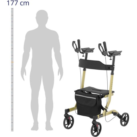 Balkonik chodzik czterokołowy składany dla seniora z siedziskiem i torbą do 136kg Balkonik chodzik czterokołowy składany dla seniora z siedziskiem i torbą do 136kg