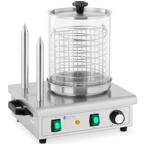 Podgrzewacz do hot dogów 2 szpikulce na bułki pojemnik na 30 kiełbasek 550 W Podgrzewacz do hot dogów 2 szpikulce na bułki pojemnik na 30 kiełbasek 550 W