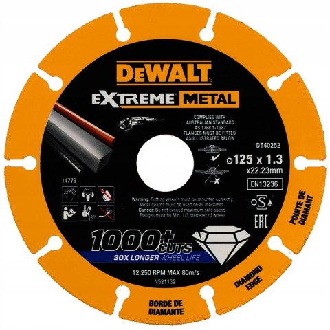 TARCZA DIAMENTOWA EXTREME METAL 125*22.23*1.3MM DEWALT TARCZA DIAMENTOWA EXTREME METAL 125*22.23*1.3MM DEWALT