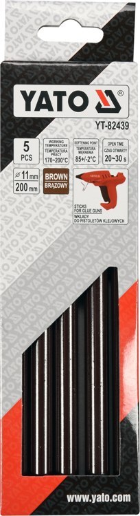WKŁADY KLEJOWE 11,2X200MM 5SZT BRĄZ YATO WKŁADY KLEJOWE 11,2X200MM 5SZT BRĄZ YATO