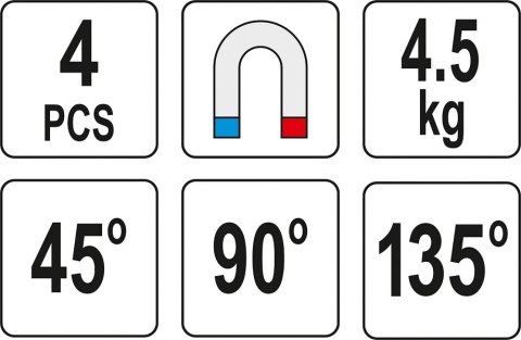 ZESTAW SPAWALNICZYCH KĄTOWNIKÓW MAGNETYCZNYCH MINI 4 SZT. YATO ZESTAW SPAWALNICZYCH KĄTOWNIKÓW MAGNETYCZNYCH MINI 4 SZT. YATO