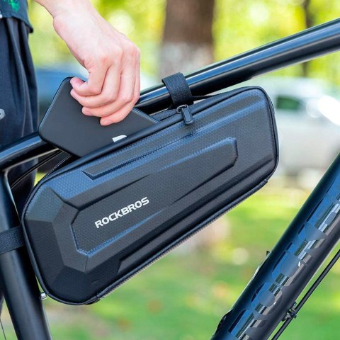 Twarda torba rowerowa wodoodporna mocowana pod ramę 1.5L czarna Twarda torba rowerowa wodoodporna mocowana pod ramę 1.5L czarna