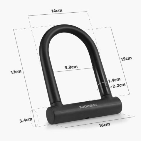 Zapięcie rowerowe U-Lock wzmacniany zamek na klucz - czarne Zapięcie rowerowe U-Lock wzmacniany zamek na klucz - czarne