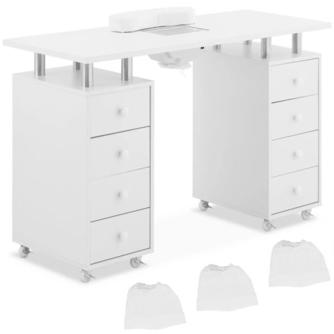 Biurko kosmetyczne do manicure z pochłaniaczem 8 szuflad 119 x 45 x 77 cm Biurko kosmetyczne do manicure z pochłaniaczem 8 szuflad 119 x 45 x 77 cm