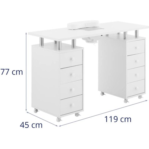Biurko kosmetyczne do manicure z pochłaniaczem 8 szuflad 119 x 45 x 77 cm Biurko kosmetyczne do manicure z pochłaniaczem 8 szuflad 119 x 45 x 77 cm