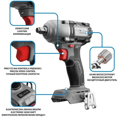 KLUCZ UDAROWY BEZSZCZOTKOWY ENERGY 18V LI-LON BEZ AKUM 450NM GRAPHITE