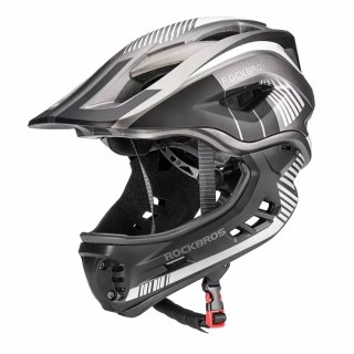 Kask rowerowy MTB dziecięcy z odpinaną szczęką rozmiar L - szary
