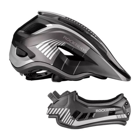 Kask rowerowy MTB dziecięcy z odpinaną szczęką rozmiar L - szary